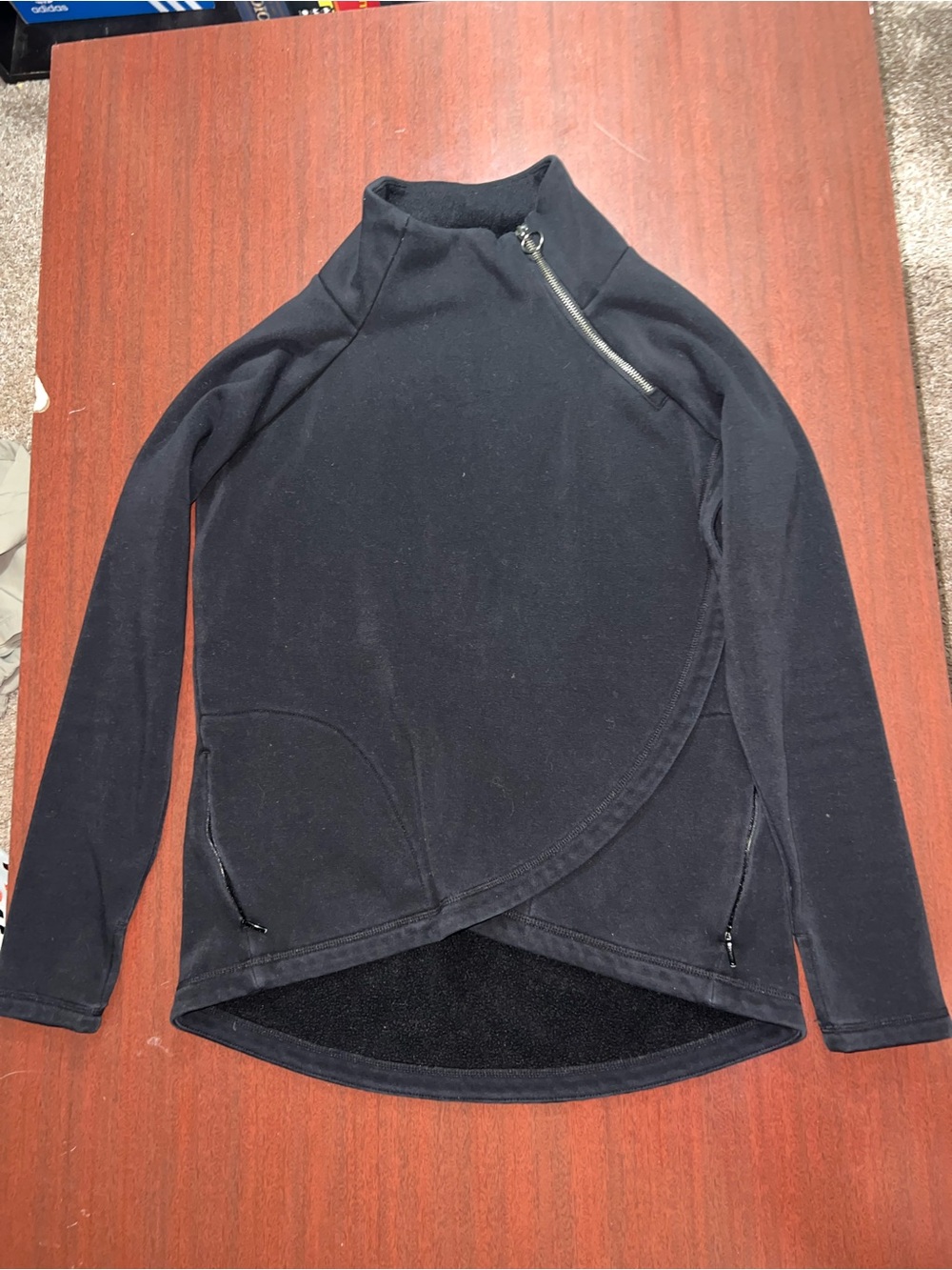 Athleta Black Zip-Front Pullover with Ring Pull